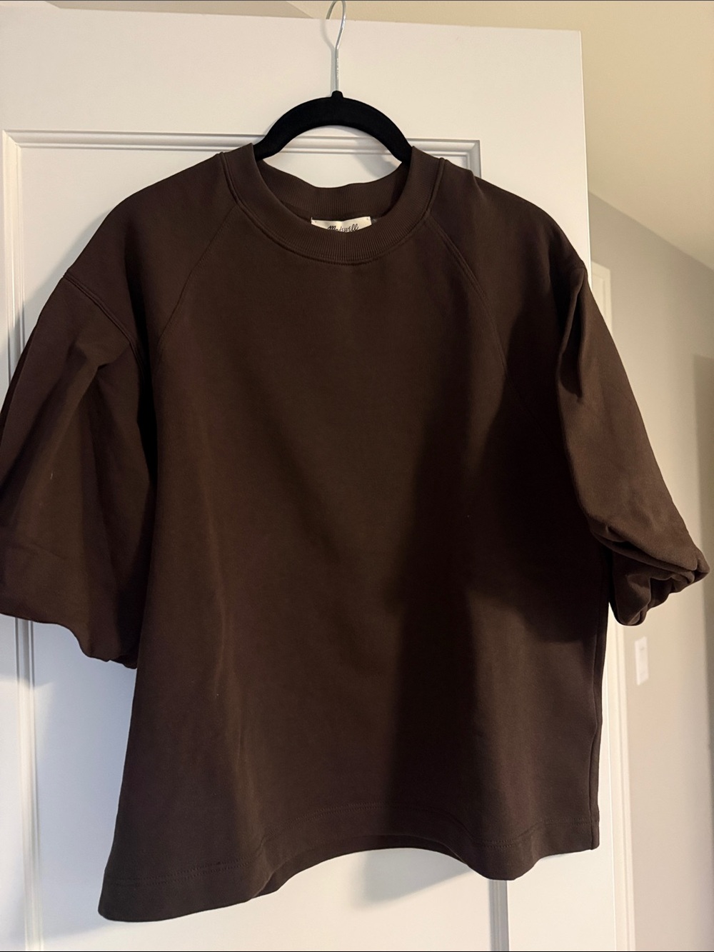 Madewell bubble sleeve brown short sleeve sweatshirt